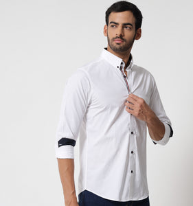 White Shirt with Contrast Piping Detail