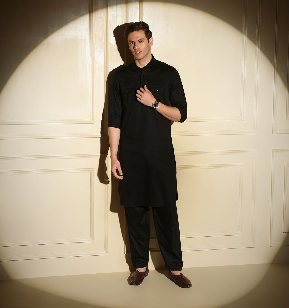 Black Pathani Kurta