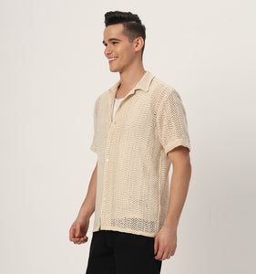 Calista Cream Crochet Shirt