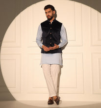 Load image into Gallery viewer, Maurya Navy Blue Velvet Nehru Jacket
