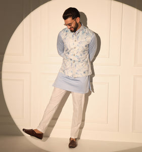 Aurangzeb Velvet Kurta Jacket Set with Pyjama (Set of 3)