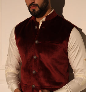 Akbar Velvet Kurta Jacket Set with Pyjama (Set of 3)