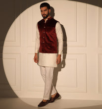 Load image into Gallery viewer, Akbar Velvet Kurta Jacket Set with Pyjama (Set of 3)
