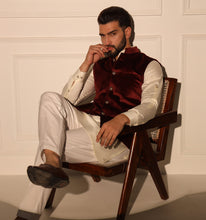 Load image into Gallery viewer, Akbar Velvet Kurta Jacket Set with Pyjama (Set of 3)
