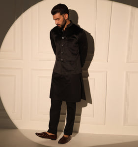 Mewar Black Velvet Nehru Jacket