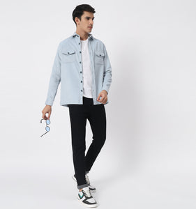 Ice Blue Corduroy Overshirt