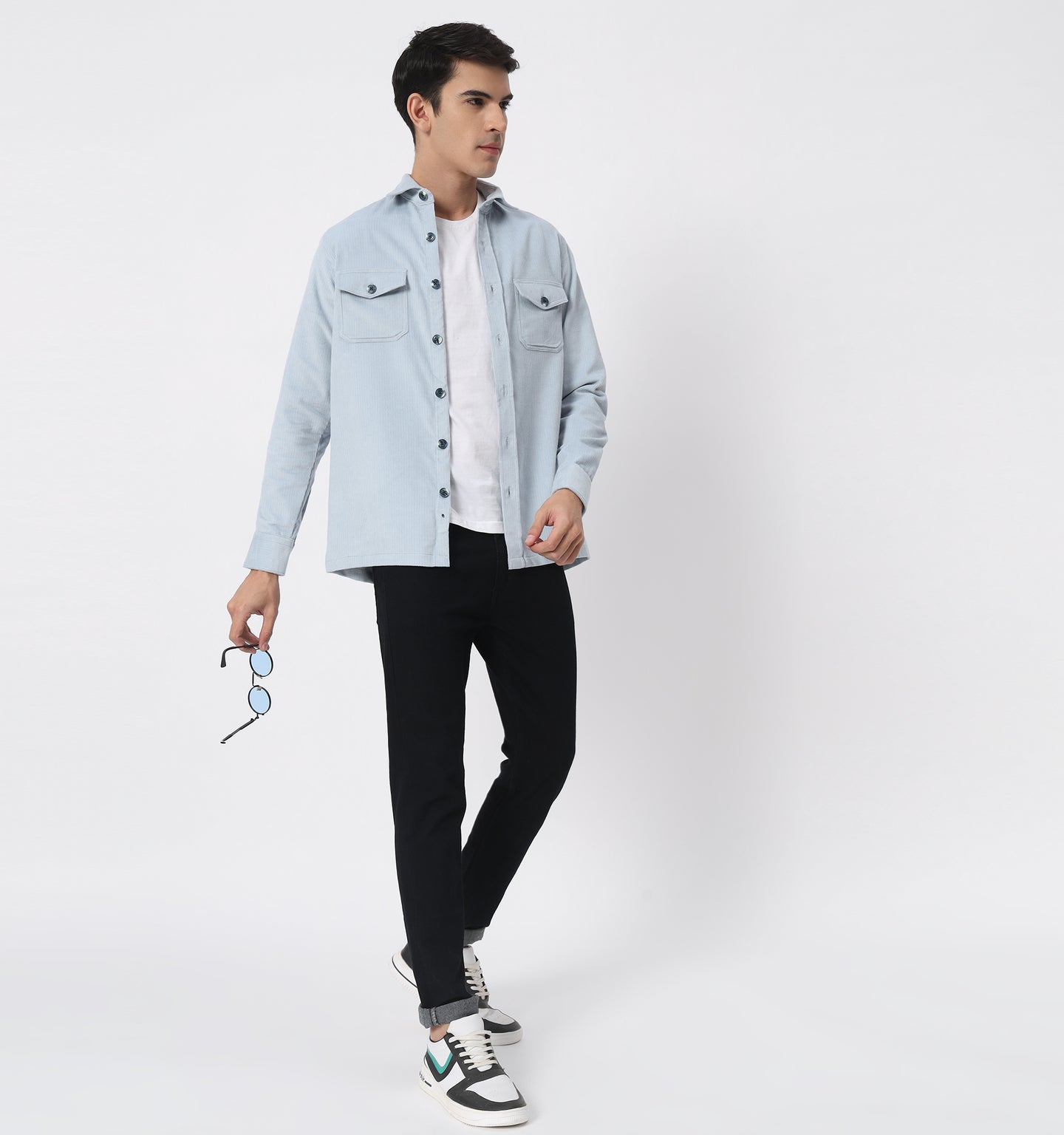 Ice Blue Corduroy Overshirt