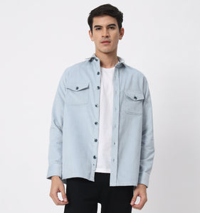 Ice Blue Corduroy Overshirt