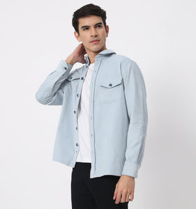 Ice Blue Corduroy Overshirt