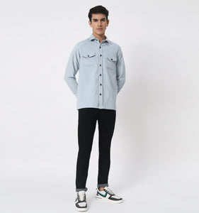 Ice Blue Corduroy Overshirt