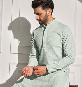 Pista Embroidered Sequin Kurta