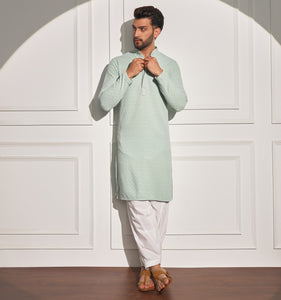 Pista Embroidered Sequin Kurta