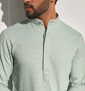 Pista Embroidered Sequin Kurta