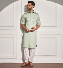 Load image into Gallery viewer, Pista Green Pathani Kurta
