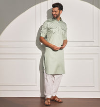 Load image into Gallery viewer, Pista Green Pathani Kurta
