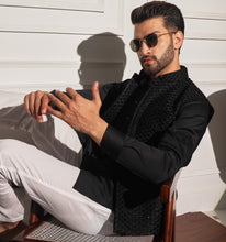 Load image into Gallery viewer, Porus Kurta Jacket Set with Pyjama (Set of 3)
