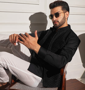 Porus Kurta Jacket Set with Pyjama (Set of 3)