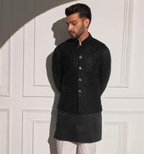 Load image into Gallery viewer, Porus Kurta Jacket Set with Pyjama (Set of 3)
