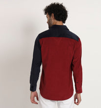 Load image into Gallery viewer, Red &amp; Navy Colorblock Corduroy Shirt

