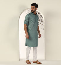 Load image into Gallery viewer, Sea Green Pathani Kurta
