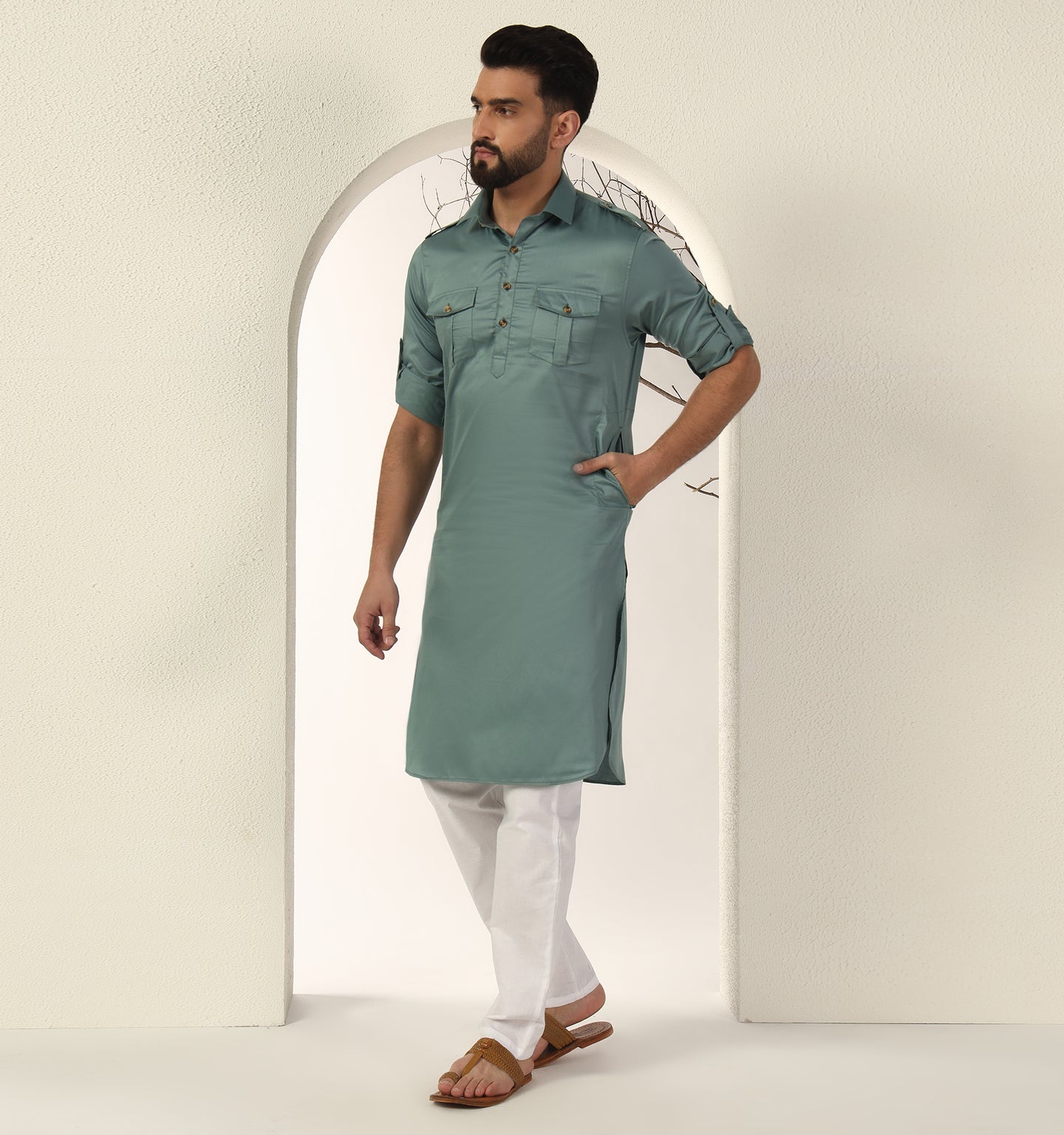 Sea Green Pathani Kurta