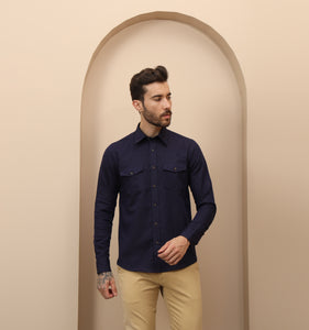 Navy Linen Shirt