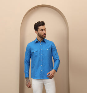 Royal Blue Linen Shirt