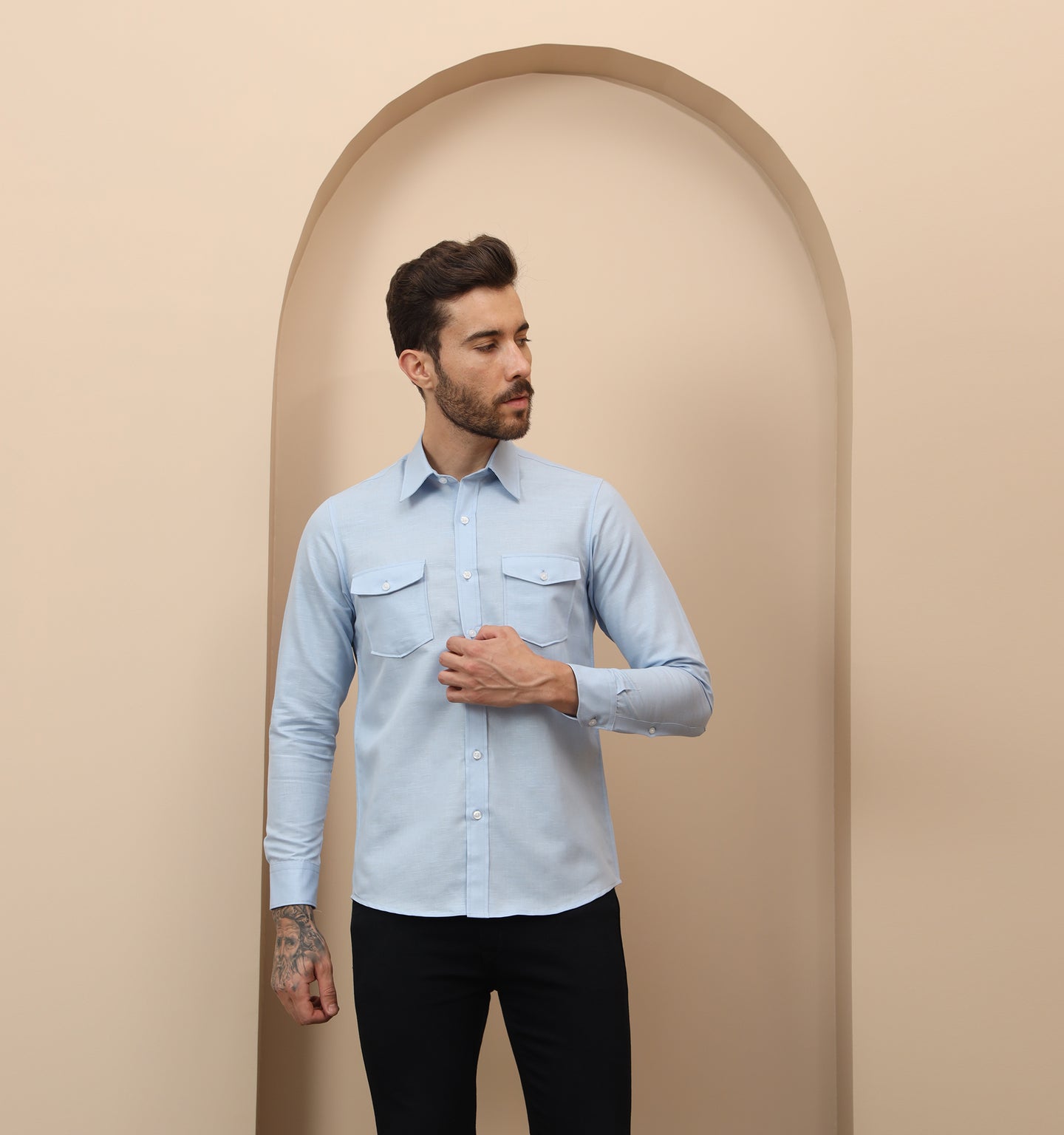 Sky Blue Linen Shirt