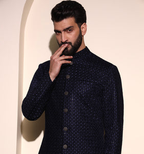 Pataudi Velvet Embroidered Indo-Western Jacket