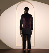 Load image into Gallery viewer, Humayun Burgundy Velvet Nehru Jacket
