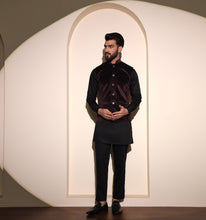Load image into Gallery viewer, Humayun Burgundy Velvet Nehru Jacket
