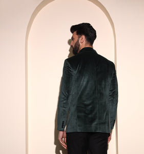 Bottle Green Velvet Blazer