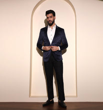 Load image into Gallery viewer, Navy Velvet Blazer
