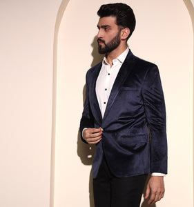 Navy Velvet Blazer