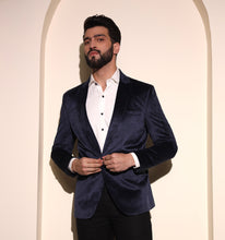 Load image into Gallery viewer, Navy Velvet Blazer
