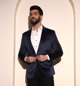 Navy Velvet Blazer