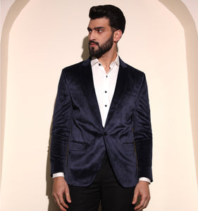 Navy Velvet Blazer