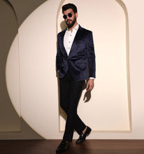 Load image into Gallery viewer, Navy Velvet Blazer
