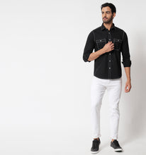 Load image into Gallery viewer, Black Contrast Stitch Detail Shirt
