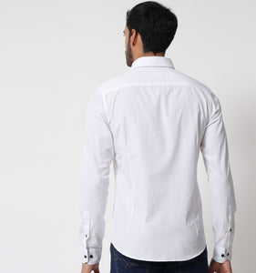 White Shirt with Contrast Piping Detail
