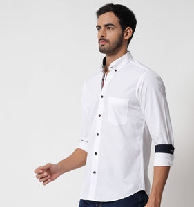 White Shirt with Contrast Piping Detail