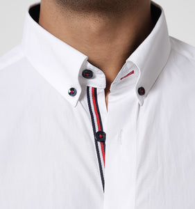 White Shirt with Contrast Piping Detail