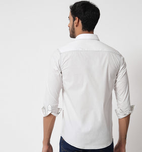 White Contrast Stitch Detail Shirt