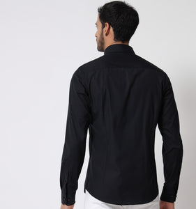 Black Shirt with Contrast Piping Detail