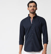 Load image into Gallery viewer, Navy Shirt With Contrast Piping Detail
