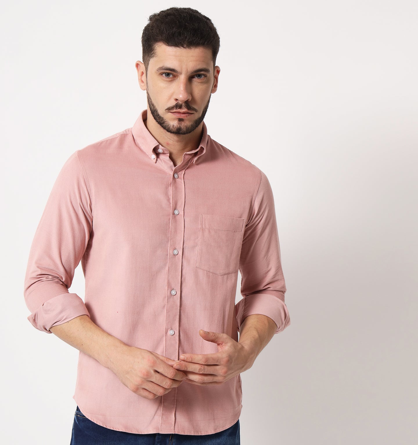 Salmon Pink Corduroy Shirt