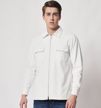 Load image into Gallery viewer, White Corduroy Zippered Overshirt
