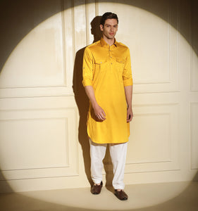 Mustard Pathani Kurta