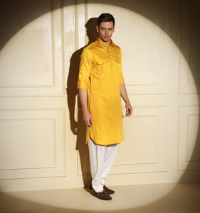 Mustard Pathani Kurta