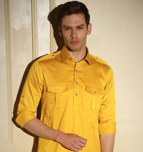 Mustard Pathani Kurta